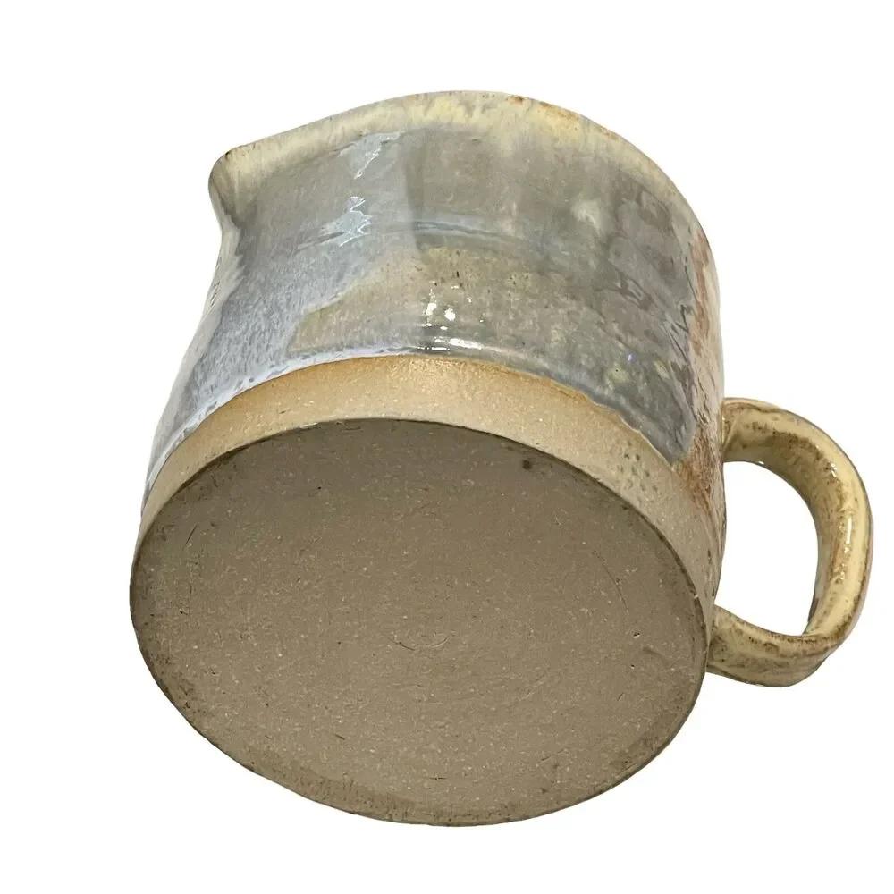 Vintage Pitcher Creamer Glazed Stoneware Signed Marked BC Heavy Pottery B.C.